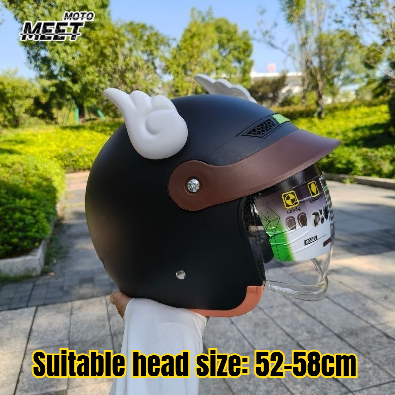 Vintage Cycling Gear - Retro Motorcycle Helmet 3/4 Shell Motorcycle