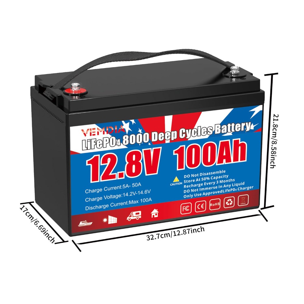 12.8V 100Ah LiFePO4 Battery Bu - Cycling Gear reseña y precio