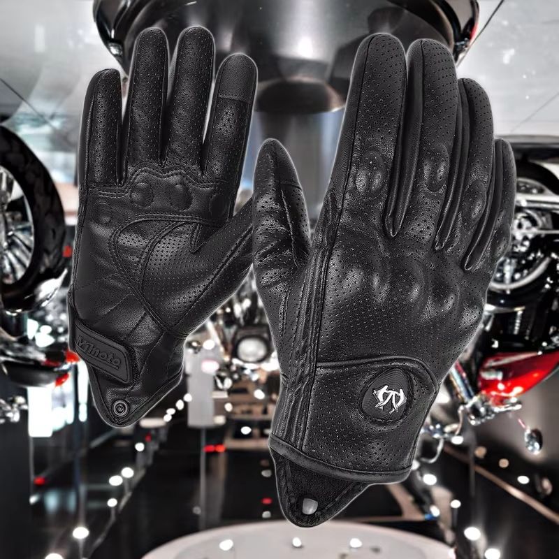 Retro Motorcycle Gloves PU Lea - Cycling Gear And Equipment reseña y precio