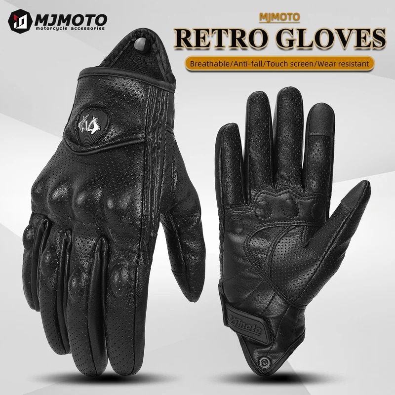 Retro Motorcycle Gloves PU Lea - Cycling Gear And Equipment reseña y precio