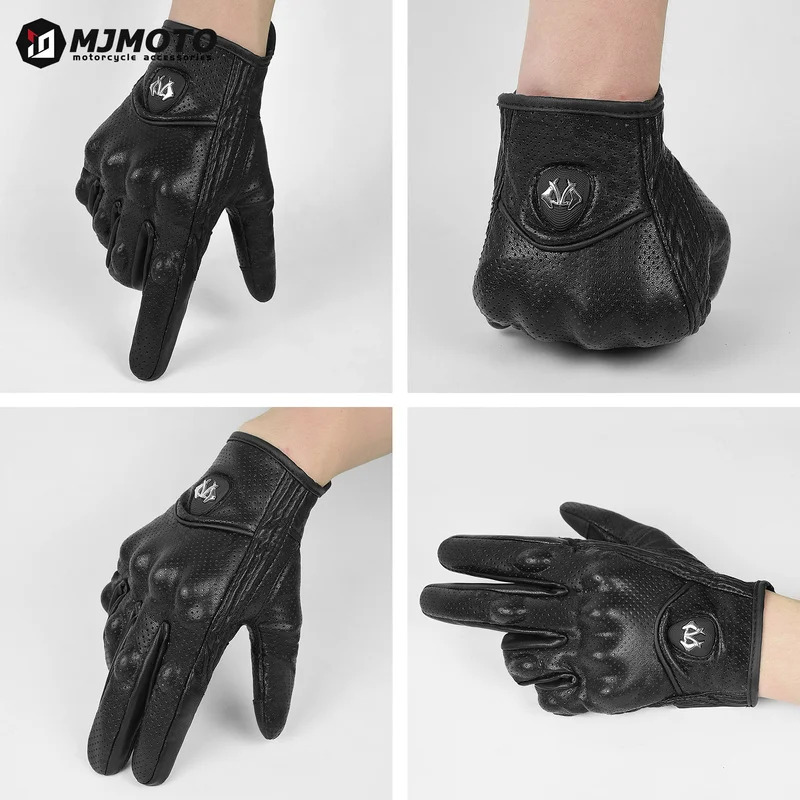 Retro Motorcycle Gloves PU Lea - Cycling Gear And Equipment reseña y precio