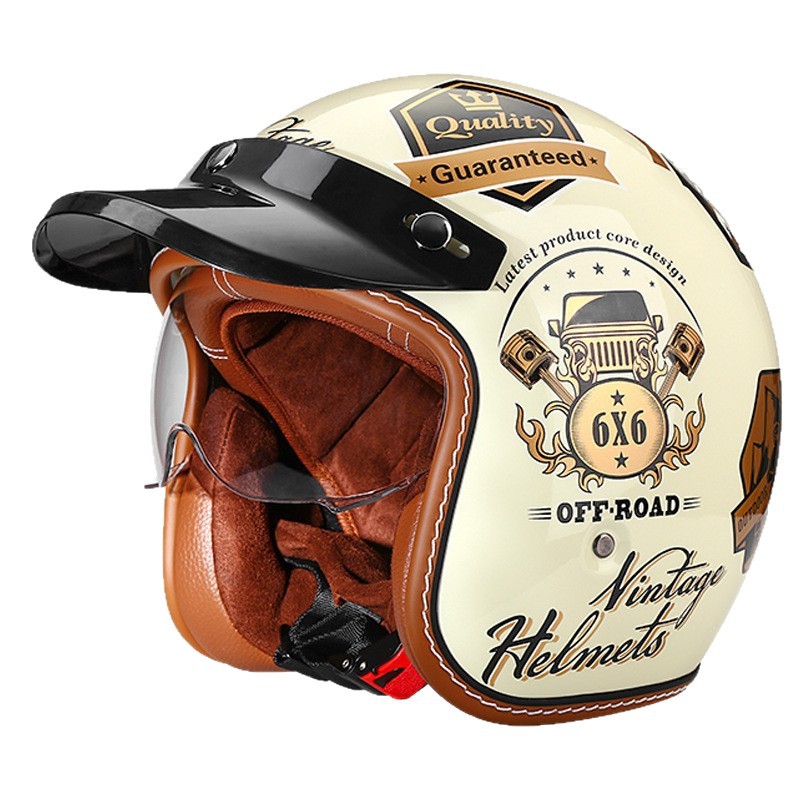 Motorcycle Helmet 3/4 Shell Mo - Vintage Cycling Gear reseña y precio